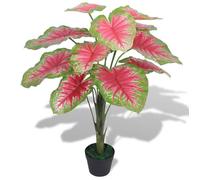 vidaXL Plante artificielle Caladium avec pot 85 cm Vert et Rouge