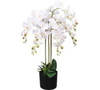 vidaXL Plante artificielle avec pot Orchidée 75 cm Blanc Blanc G