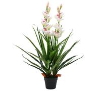 vidaXL Plante artificielle Orchidée Cymbidium avec pot 100 cm Vert
