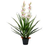 vidaXL Plante artificielle Orchidée Cymbidium avec pot 100 cm Vert