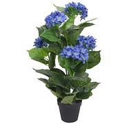vidaXL Plante Hortensia Artificielle et Pot Décoration d'Intérieur 60 cm Bleu