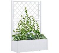 vidaXL Plantenbak hoog met latwerk en zelfbewateringssysteem wit313967 Blanc G