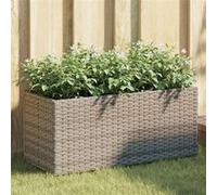 Vidaxl Jardinière Avec 2 Pots Gris 72x30x32 Cm Résine Tressée