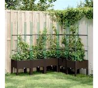 vidaXL Jardinière (160x120x142,5 cm) avec treillis, lit surélevé, bac à fleurs – Marron PP