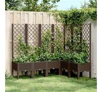 vidaXL Jardinière avec treillis – Lit surélevé, bac à fleurs pour jardin/patio, Marron PP