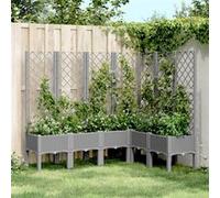 Plantenbak met latwerk 160x120x142 cm polypropeen lichtgrijs367937
