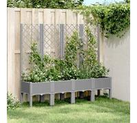 Plantenbak met latwerk 160x40x142 cm polypropeen lichtgrijs367932