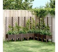 vidaXL Jardinière avec Treillis, Lit Surélevé, Bac à Fleurs, Pot de Plantes, Boîte à Fleurs Jardin Patio Terrasse Extérieur, Marron PP