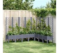 vidaXL Jardinière avec Treillis, Bac à Fleurs, Pot à Plantes, Boîte à Fleurs Jardin Terrasse Patio Extérieur, Bleu Gris 200x160x142 cm PP