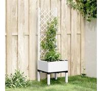 Plantenbak met latwerk 40x40x142 cm polypropeen wit367919
