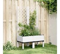 vidaXL Jardinière avec treillis 80 x 40 x 142 cm PP Blanc