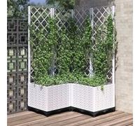 vidaXL Plantenbak met latwerk 80x80x136 cm polypropeen wit153286 Blanc G