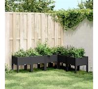 vidaXL Jardinière avec Pieds, Lit Surélevé, Bac à Fleurs, Pot de Plantes Jardin Patio Terrasse Arrière-cour Extérieur, Noir 367908