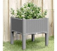 vidaXL Plantenbak met poten 40x40x42 cm polypropeen lichtgrijs367887 Gris G