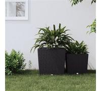 Vidaxl Jardinière Et Intérieur Amovible Anthracite 37 /64 L Rotin Pp Gris
