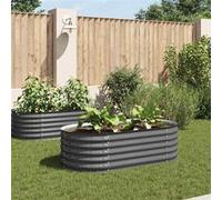 Plantenbak verhoogd 160x80x44 cm gegalvaniseerd staal grijs45529