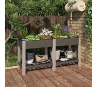 vidaXL Plantenbak verhoogd met schap 150x50x75 cm HKC grijs362571 Gris G