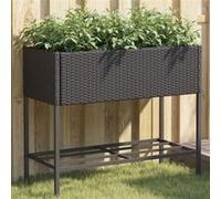 Vidaxl Jardinières Avec Étagère 2 Pcs Noir 90x40x75 Cm Résine Tressée