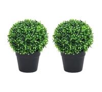 vidaXL Plantes de buis artificiel 2 pcs avec pots Boule Vert 32 cm
