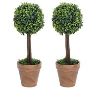 vidaXL Plantes de buis artificiel 2 pcs avec pots Boule Vert 33 cm