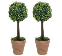 vidaXL Plantes de buis artificiel 2 pcs avec pots Boule Vert 41 cm
