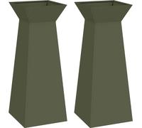 vidaXL Planteur de colonnes 2 pcs vert olive 40 x 40 x 100 cm acier