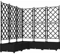 vidaXL Planteur de jardin avec grille 5 pcs Noir 120 x 120 x 125,5 cm PP