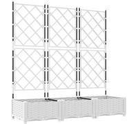 vidaXL Planteuse de jardin avec treillis 3 pcs Blanc 120 x 40 x 125,5 cm PP