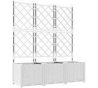 vidaXL Planteuse de jardin avec treillis 3 pcs Blanc 120 x 40 x 143 cm PP