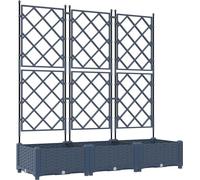 vidaXL Planteuse de jardin avec treillis 3 pcs Gris 120 x 40 x 125,5 cm PP