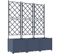 vidaXL Planteuse de jardin avec treillis 3 pcs Gris 120 x 40 x 143 cm PP