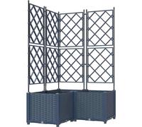 vidaXL Planteuse de jardin avec treillis 3 pcs Gris 80 x 80 x 143 cm PP