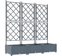vidaXL Planteuse de jardin avec treillis 3 pcs Gris clair 120 x 40 x 125,5 cm PP
