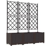 vidaXL Planteuse de jardin avec treillis 3 pcs Marron 120 x 40 x 143 cm PP