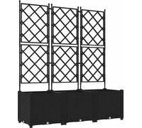 vidaXL Planteuse de jardin avec treillis 3 pcs Noir 120 x 40 x 143 cm PP