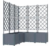 vidaXL Planteuse de jardin avec treillis 5 pcs Gris clair 120 x 120 x 143 cm PP