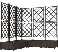 vidaXL Planteuse de jardin avec treillis 5 pcs Marron 120 x 120 x 125,5 cm PP