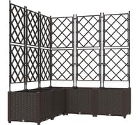 vidaXL Planteuse de jardin avec treillis 5 pcs Marron 120 x 120 x 143 cm PP