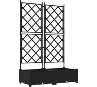 vidaXL Planteuse de jardin avec treillis Noir 80 x 40 x 125,5 cm PP