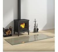 vidaXL Plaque de Verre pour Cheminée Rectangulaire Revêtement de Sol Plancher Plaque de Base de Foyer Protection Contre Etincelles 120x50 cm