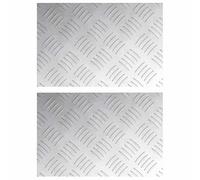vidaXL Plaques à Damier 2 pcs Argent 30 x 20 cm Aluminium, Tapis Modernes d'intérieur, Matelas extérieurs durables, marches antidérapantes, Style Contemporain, sécurité