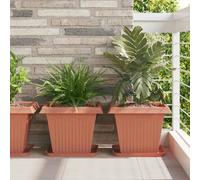 Vidaxl Plateau Carré À Fleurs 24 Pcs Rouge Brique 32 X 32 X 2,5 Cm