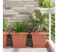 Vidaxl Plateau Carré À Fleurs 24 Pcs Rouge Brique 36 X 36 X 2.5 Cm