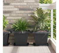 Vidaxl Plateau Carré À Fleurs 6 Pcs Noir 32 X 32 X 2,5 Cm Plastique