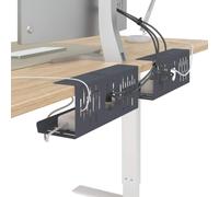 vidaXL Plateau de Gestion de câbles sous Le Bureau 2 pc Anthracite, Organisateur de Bureau Moderne, pour étude, Gestion des câbles, Gain de Place, Accessoires Anti-Corrosion