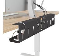 vidaXL Plateau de Gestion de câbles sous Le Bureau 2 pc Noir, Bac de Gestion de câbles Moderne, sans perçage, Organiseur à Fixer avec Un Collier ou vis