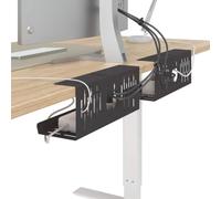 vidaXL Plateau de Gestion de câbles sous Le Bureau 2 pc Noir, Organisateur de Bureau Moderne, pour étude, Gestion des câbles, Gain de Place, Accessoires Anti-Corrosion