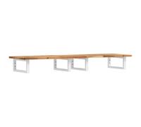 vidaXL Plateau de lavabo avec support - Plaque en bois - Console de lavabo - Montage mural - Étagère murale en acier - Bois d'acacia massif