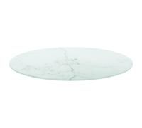 Vidaxl Dessus De Table Blanc ?70x0,8cm Verre Trempé Avec Design Marbre Blanc