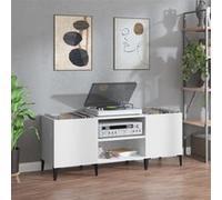 vidaXL Armoire à disques 831933 – Latérale avec rangement pour tourne-disque, blanc 121x38x48 cm